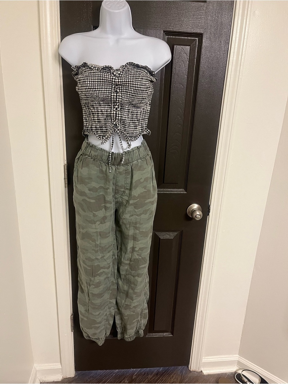 Knox Rose High-Waisted Camo Drawstring Cargo Pants - Women